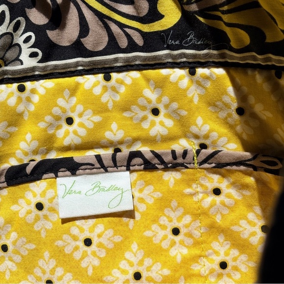 Vera Bradley Baroque Quilted Tote Bag Yellow Gray Floral Retired Pattern - Picture 6 of 7